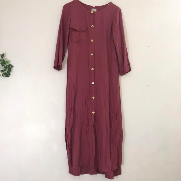 Vintage mauve burgundy button down dress - Picture 4 of 4